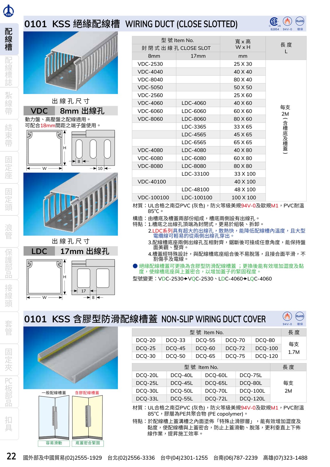 KSS VDC線槽 規格表