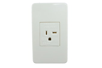 隆光 LKEW 付接地連蓋暗插座(埋入型) 20A250V T型(四角型) LK3423F